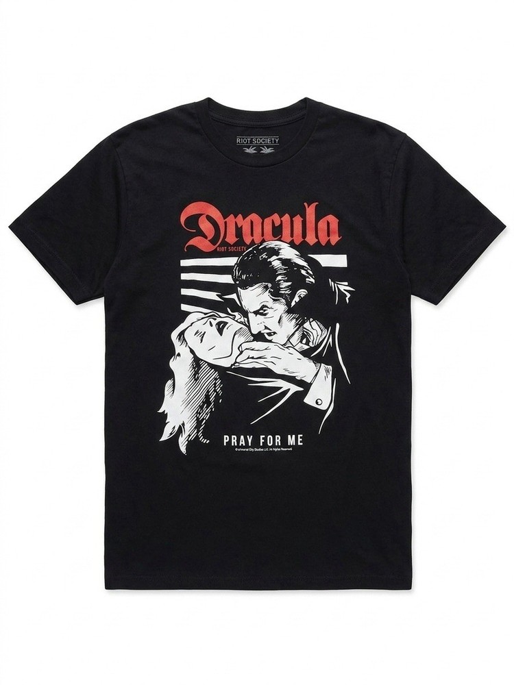 Riot Society Dracula Shirt Mens Medium M Black Pray For Me Universal Monsters