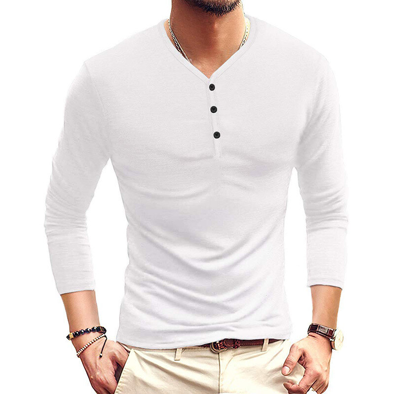 Zonbailon men’s t-shirt solid color crewneck slim fit Long sleeve bottomed shirt