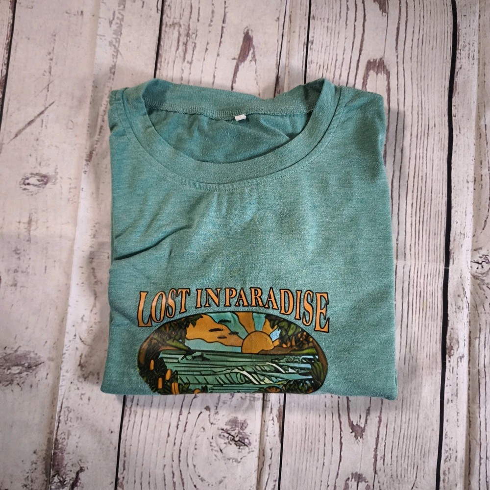 Australia Lost In Paradise T-shirt – Large Men’s/Unisex Green P2P 23in