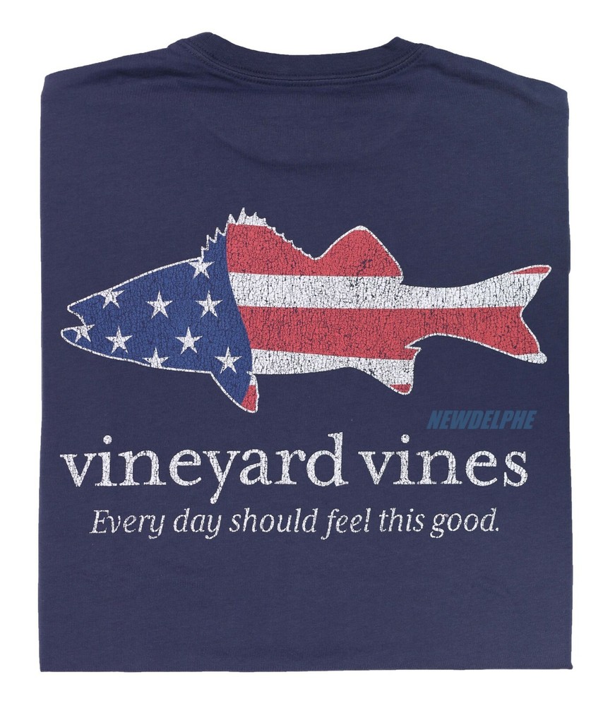 NWT Vineyard Vines Men SS Whale Pocket Crew Tee T-Shirt “GROUPER FLAG” Edition