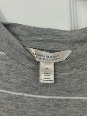 Banana Republic Soft-Stretch Modal Knit Crew Neck Striped Tee Gray/White M