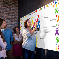 Cancer Awareness Signable Poster with Colorful Ribbon for Charity Events