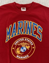 United States Marines Shirt Adult Medium Red Painted Logos Cotton Tee Mens M