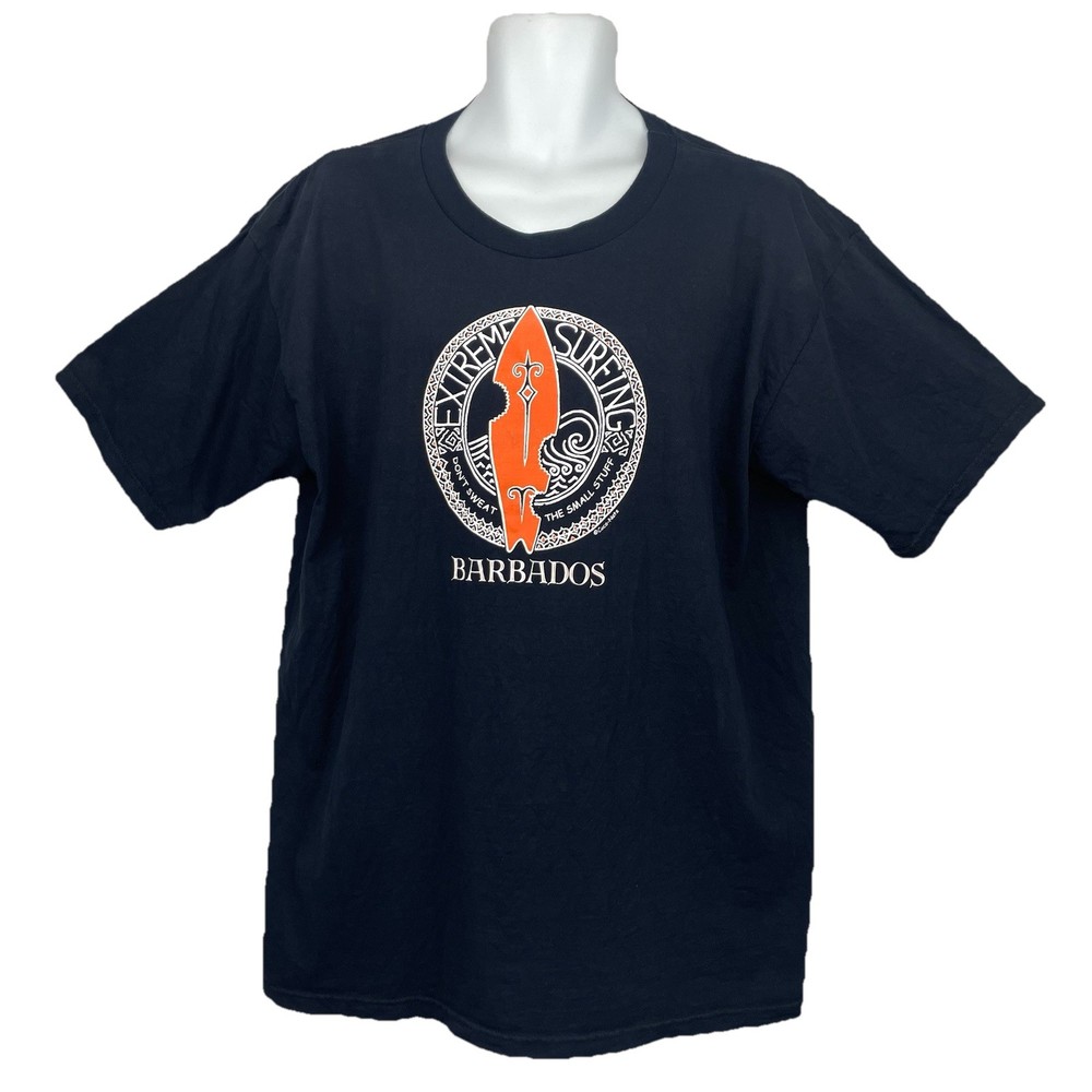 Barbados Surfing T-Shirt/ Men’s (XL) Black 100% Combed Cotton EXTREME SURFING