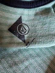 Volcom T Shirt Mens Medium Green White Striped Short Sleeve Tee Stretch