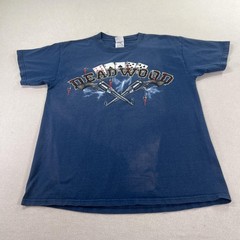 Deadwood Shirt Mens M Blue Delta Wild Bill Rides Again Biker Gambling Tee