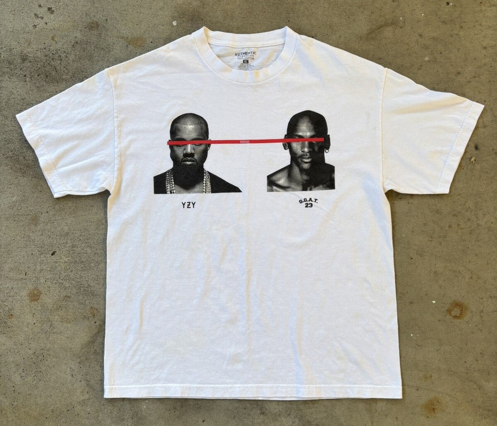 Kanye West YZY Vs Michael Jordan GOAT 23 G.O.A.T. Hip hop Basketball T Shirt XL