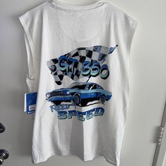 Shelby Ford Mustang Cut Off Shirt Sleeveless Muscle Graphic Tees GT 350 SZ L