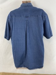 AB American Blue Mens L Blue Authentic Denim Cotton/Rayon SS Shirt