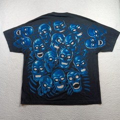 Vintage Liquid Blue Shirt Mens 3XL Black Blue Skull Pile Juicy J AOP Y2K 2001