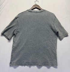 Zara T Shirt Mens Small Heather Gray Ribbed Knit Distressed Crew Neck Casual