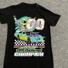 Unbranded,T-Shirt,Mens,S Black 1991 National Champion Racing Graphic Neon
