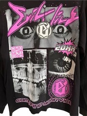 NWT Evil Vice Black & Pink Graphic Long Sleeve Tee Size Small