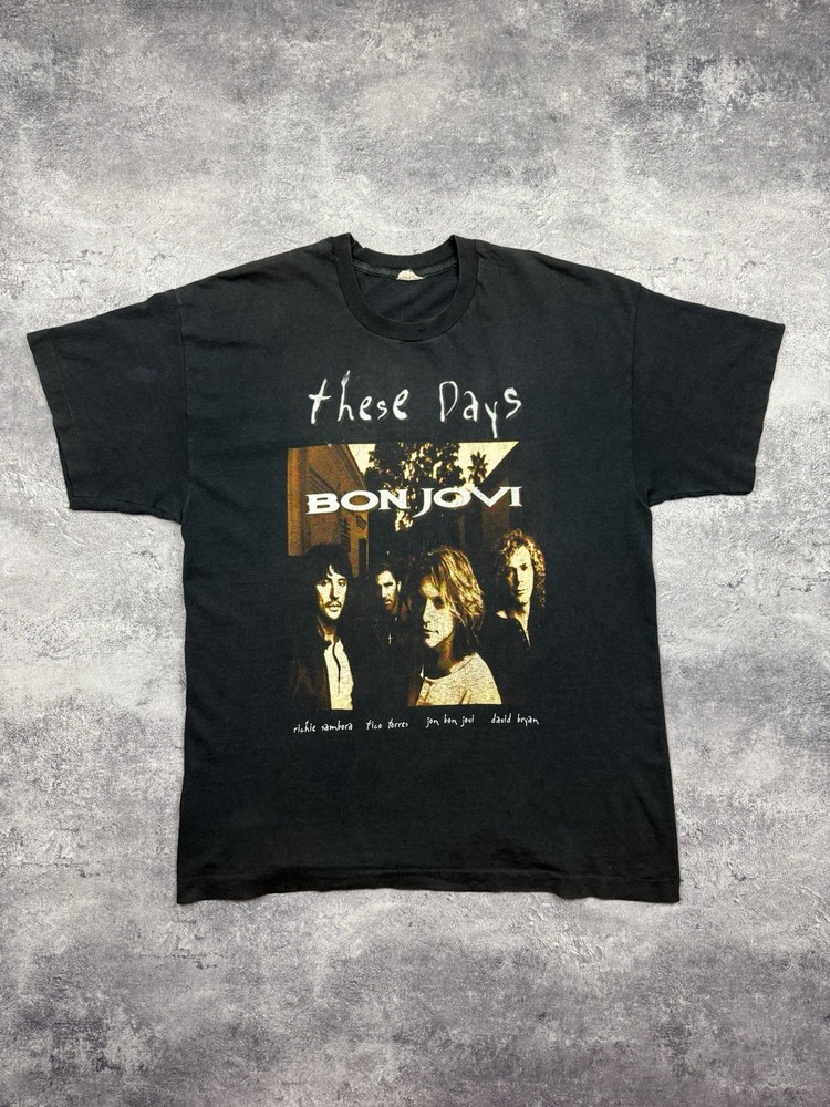 Vintage 1996 Bon Jovi These Days Rare Tour T-Shirt Single Stitch Black Size XL