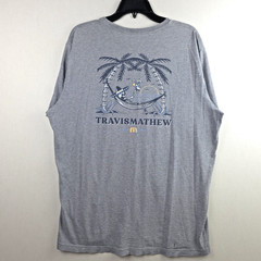 TravisMathew Lost Vacation Skeleton Graphic T-Shirt Mens XL Gray Golf Resort Tee