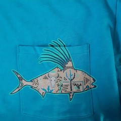 Columbia PFG T-Shirt Men’s Large Blue Wild Cast Pocket Short Sleeve New