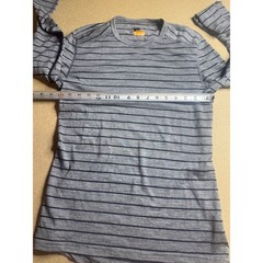 Icebreaker Merino Bodyfit 200 Mens Small Grey Striped Long Sleeve Base Layer Top