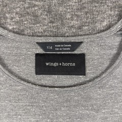Wings+horns Crewneck Shirt Mens Large Gray Rayon Blend Long Sleeve