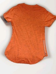 WT02 Men’s Longline Curved Hem T-Shirt Orange Side Zipper Streetwear Size L