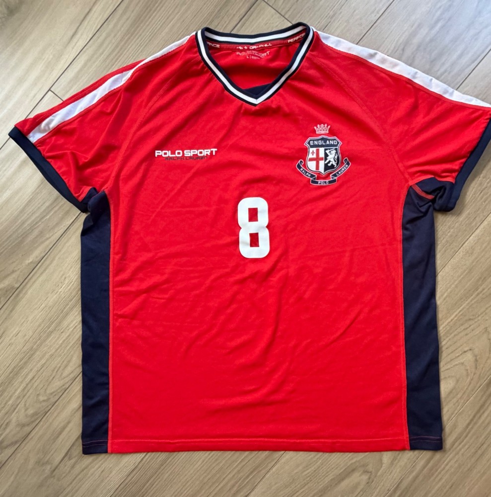 RLX Polo Sport Ralph Lauren England National Team Jersey Tee #8 Red Size Large