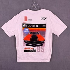 Vintage Discovery Channel Mens T Shirt XL White American Muscle Graphic Read!