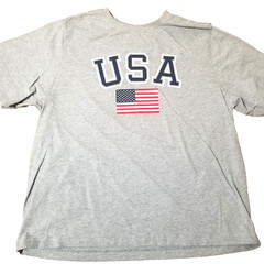 Members Mark USA Shirt Men XXL Gray American Flag Patriotic Americana Tee