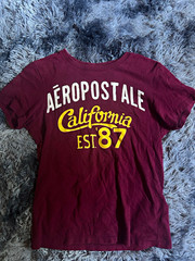 Aéropostale Men’s Burgundy California Est. 87 Graphic Logo Crew Neck T-Shirt XS
