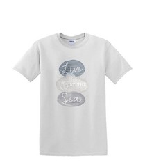 T-shirt small to 3xL – LIVE by the SEA sealife beach nautical fun- adult