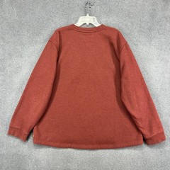 L.L.Bean Henley Pullover Mens 3XL Red Sherpa Fleece Lined Waffle Knit Thermal