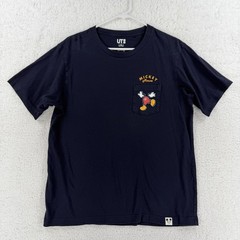 Uniqlo UT Mickey Mouse Shirt Mens Medium Blue Pocket Graphic Feet Tee T-Shirt