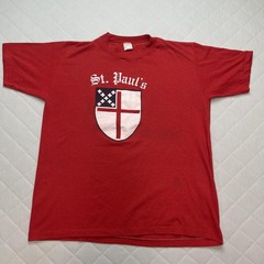 Vintage St Pauls Shirt Mens Large Red Episcopal Church Graphic 80s Religious