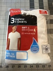 NIP Hanes Cool Comfort Men’s White T-Shirts Size S/P (34”-36”) Lay Flat Collar