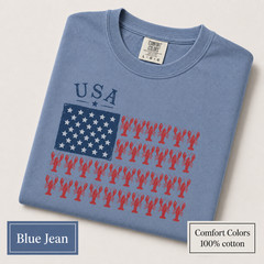 Patriotic Lobster Flag Shirt, Coastal USA Comfort Colors Fourth of July Tee