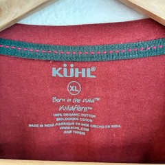 Kuhl Wildfibre Shirt Mens XL Red Short Sleeve Organic Cotton T-Shirt Outdoor