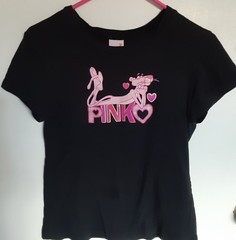 Pink Panther Cat Cartoon Graphic T Shirt Jerry Leigh Apparel Hearts