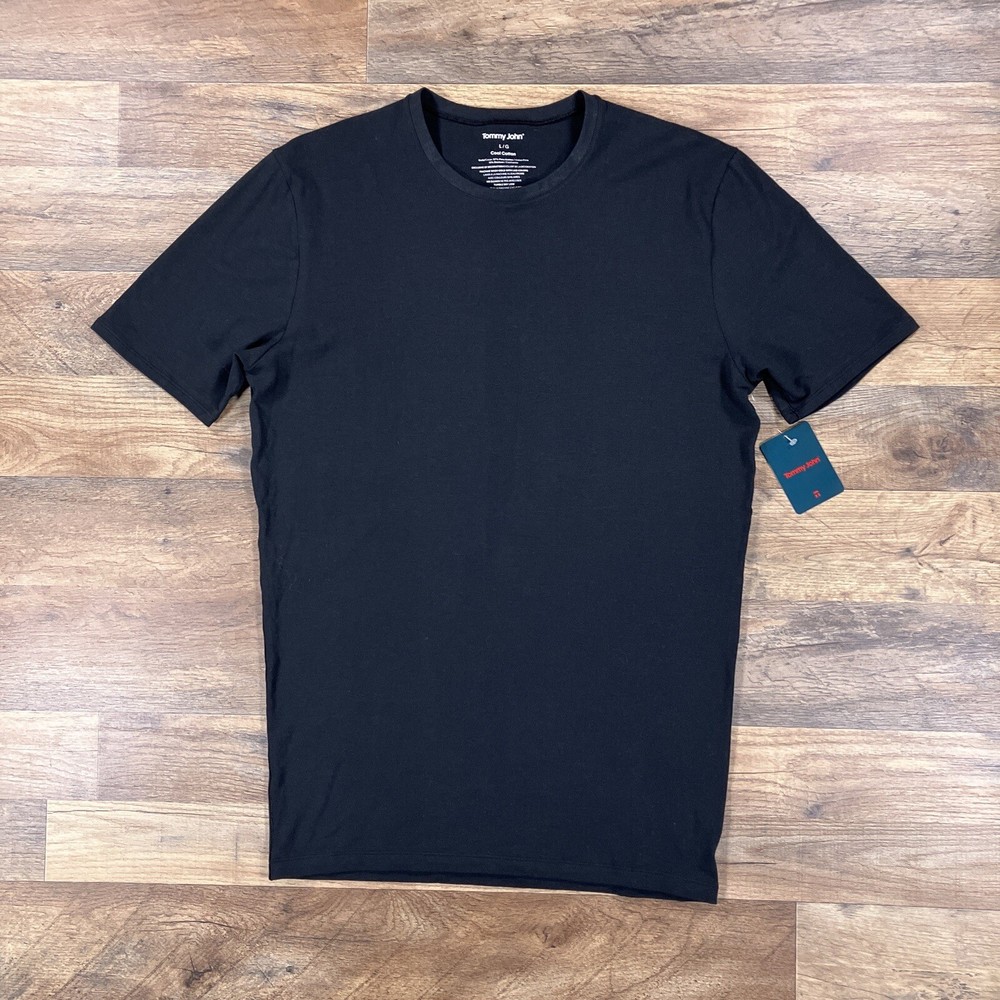 Tommy John T Shirt Mens Large Black V Taper Crew Neck Short Sleeve NEW