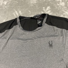 Spyder Active Mens Shirt XL Gray Short Sleeve Stretch Polyester Blend