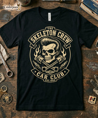 Skeleton Crew Car Club Shirt Hot Rod Rockabilly Gearhead Tee Dad for Gift XS-5XL