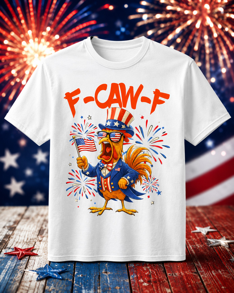 4th of July F-Caw-F Rooster Chicken T Shirt