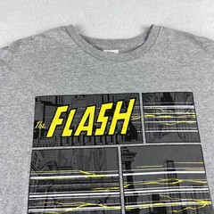The Flash Shirt Adult Large Gray Graphic Crew Neck Preshrunk Cotton Super Hero