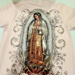 VIRGEN DE GUADALUPE T-SHIRT-size XL Pink. Glitter graphic print chest size 48