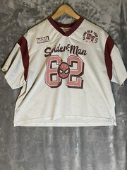 Marvel Spider-Man 62 Graphic Mesh Jersey T-Shirt L Maroon & White RARE