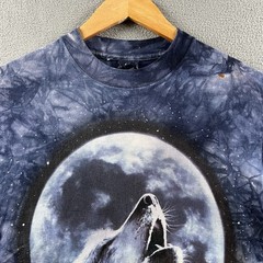 Vintage Stussy Shirt Mens Medium Tie Dye Wolf Nature Tee 90s Single Stitch RARE