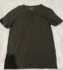 Express Men’s Henley Olive Green Short Sleeve Solid T-Shirt Size S