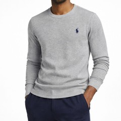 NWT- POLO RALPH LAUREN Mens Waffle Knit Thermal Long Sleeve Shirt-LT GREY- S-XXL