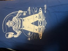 Columbia Mens Novelty Tee Blue and White XL 100% Cotton APE Fisherman