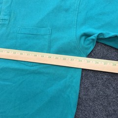VTG Eddie Bauer Henley Shirt Mens XL Teal Blue Contrast Collar Made in USA 90s