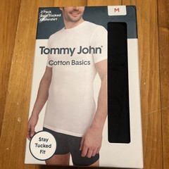 Tommy John ~ Mens 2-Pack T-Shirts Crew Neck Undershirts BLACK Cotton Blend ~ MED