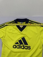 Adidas Yellow Stripe Soccer Jersey L Short Sleeve V Neck 3-Stripes Unisex