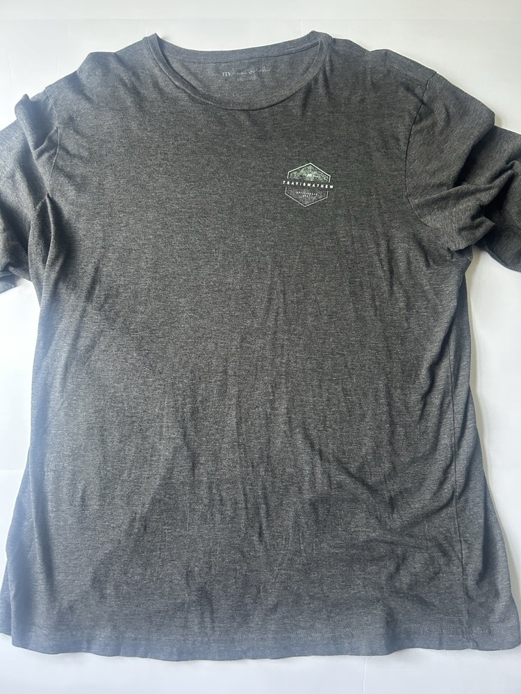 Men’s Travis Mathew Gray Long Sleeve Logo Crewneck T Shirt Size XXL
